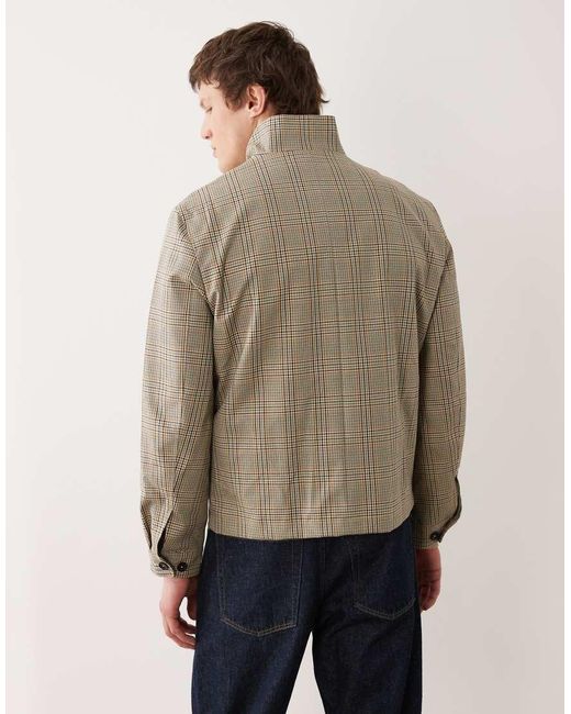 Mango Natural 100% Cotton Checked Harrington Jacket for men