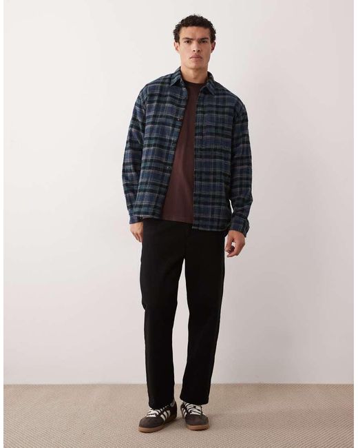 Abercrombie & Fitch Blue Long Sleeve Flannel Shirt for men