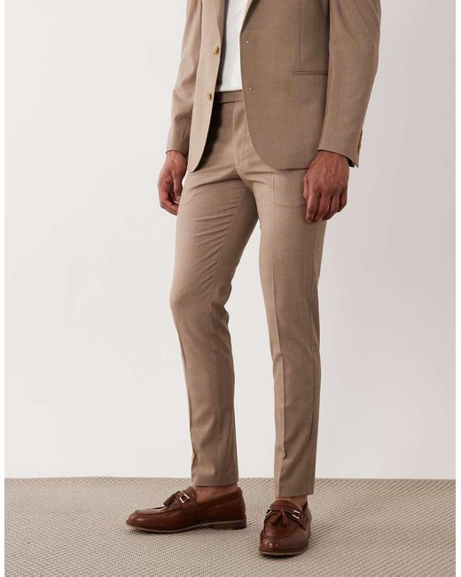 ASOS Natural Skinny Suit Trousers for men