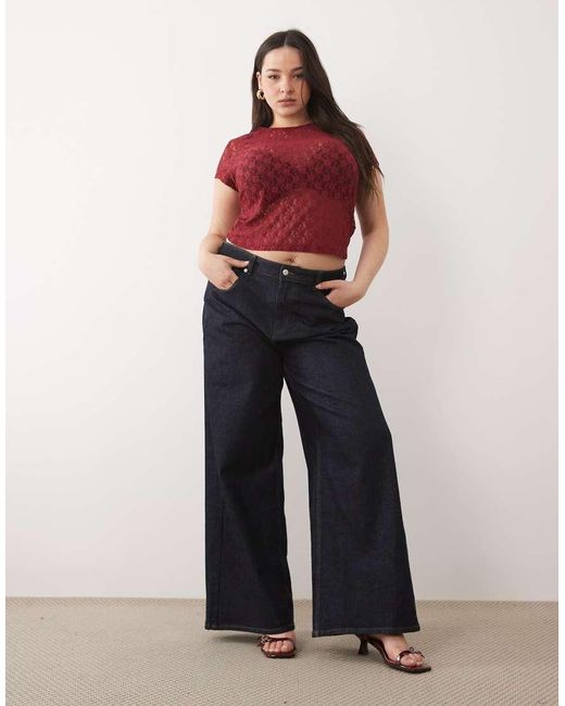 ASOS Red Asos Design Curve Lace Baby Tee