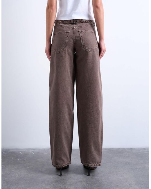 TOPSHOP Brown Cinch Low Rise Relaxed Jeans