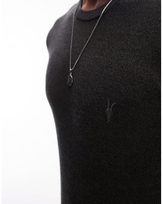 AllSaints – mode – strickpullover aus merinowolle in Black für Herren