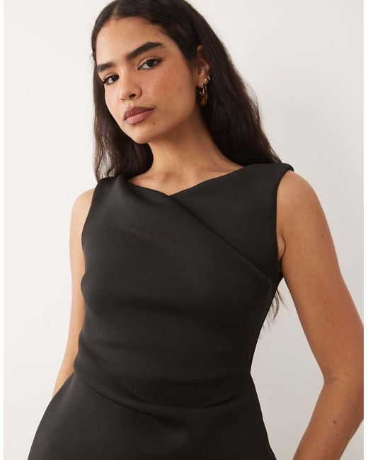 ASOS Black Drape Asymmetric Midi Dress