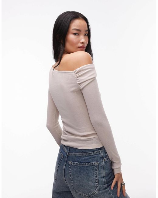 TOPSHOP White Twist Off Shoulder Top