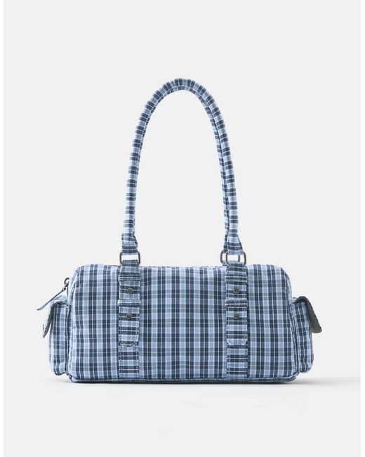 Borsa A Spalla A Quadri di Pull&Bear in Blue