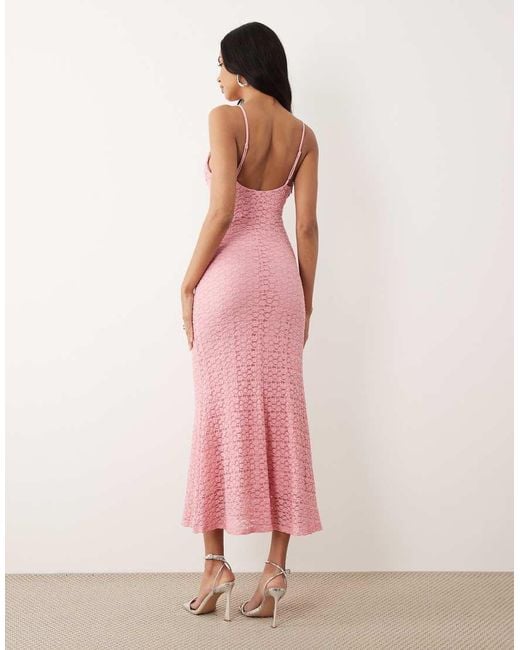 Bardot Pink Louisa Exclusive Cami Floral Mesh Midi Dress