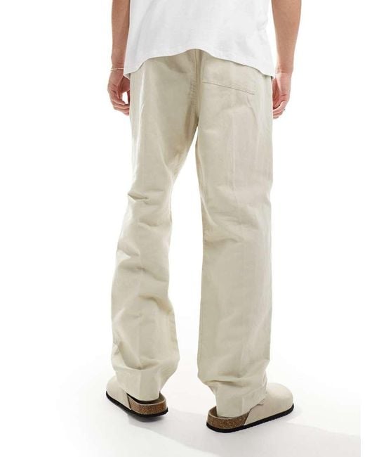 Gant White Drawcord Cotton Linen Trousers for men