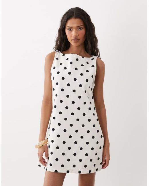 ASOS White Denim Fit And Flare Mini Dress Detail
