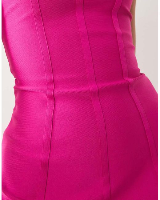 Kaiia Pink Exclusive 00s Sculpting Bandage Bandeau Sheer Hem Maxi Dress