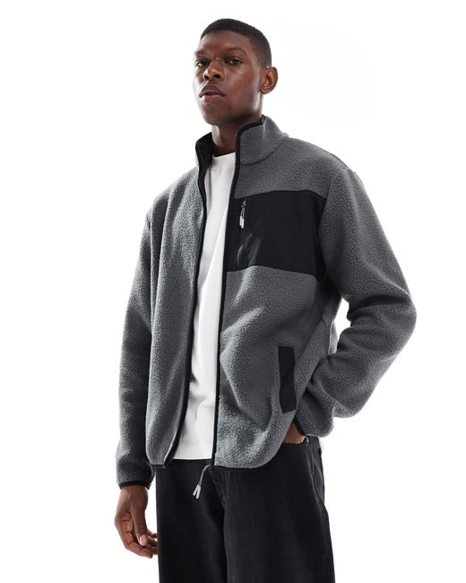 Jack & Jones – jacke aus teddystoff in Gray für Herren