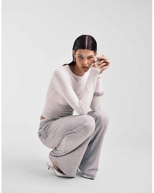 ASOS White Soft Long Sleeve Shrunken Tee