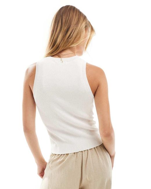 Mango Natural Sleeveless Knitted Racer Vest