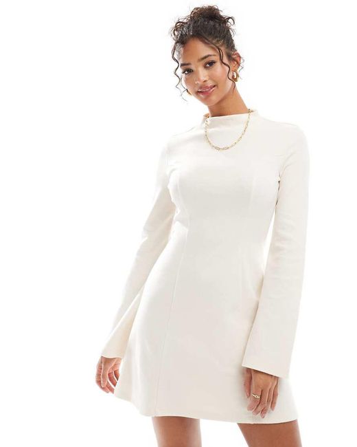 ASOS Superzachte Fit And Flare Mini-Jurk Met Opstaande Boord in het Red