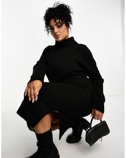 ONLY Black – midi-pulloverkleid