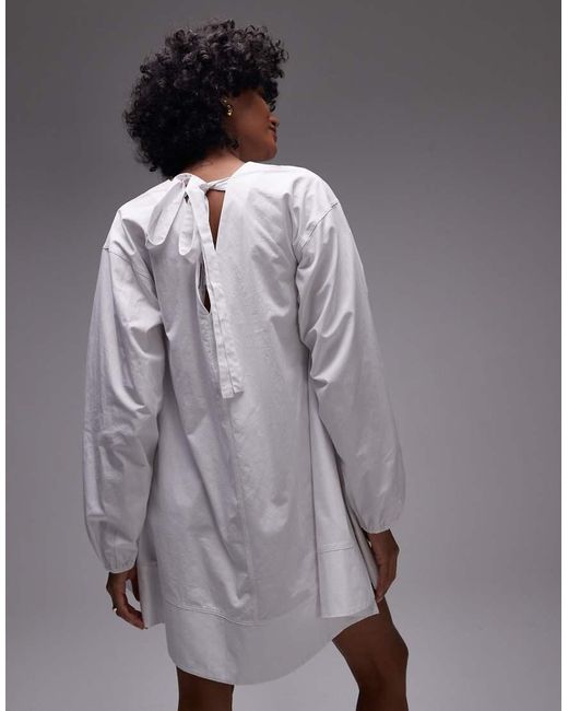 Vestido Corto De Estilo Babydoll De Popelina De TOPSHOP de color Gray