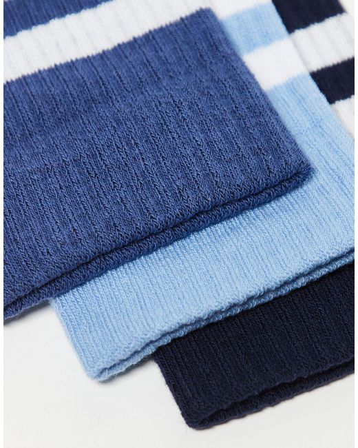 Confezione da 3 paia di calze a righe di ASOS in Blue da Uomo
