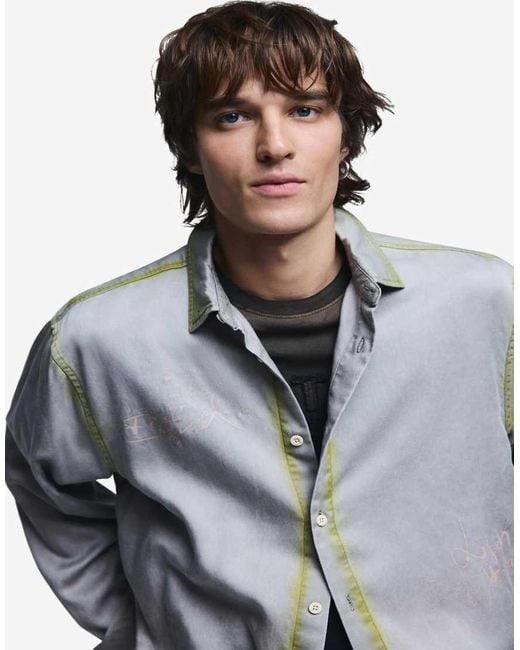 Desigual White Shirt Lettering Worn Effect for men