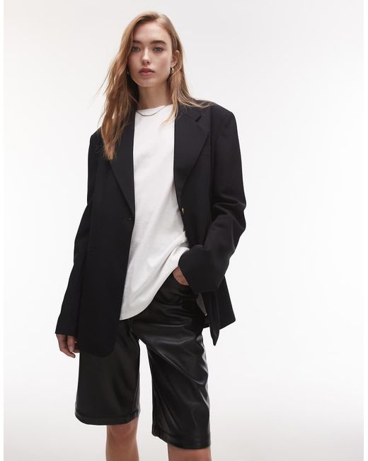 TOPSHOP Black Oversized Chuck On Blazer