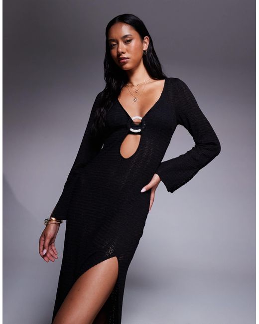 ASOS Black – abigail – maxi-strandkleid aus häkelware