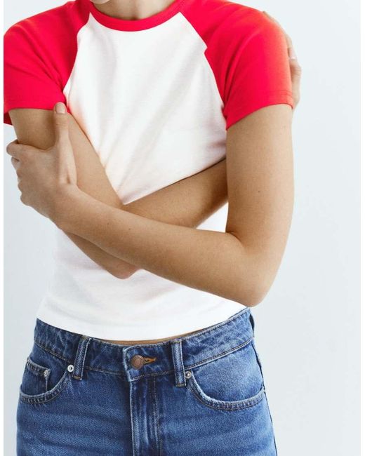 Pull&Bear Blue Raglan Sleeve T-Shirt