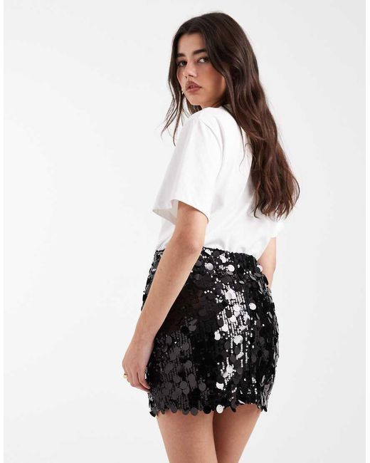 ASOS Black Mixed Sequin Mini Skirt