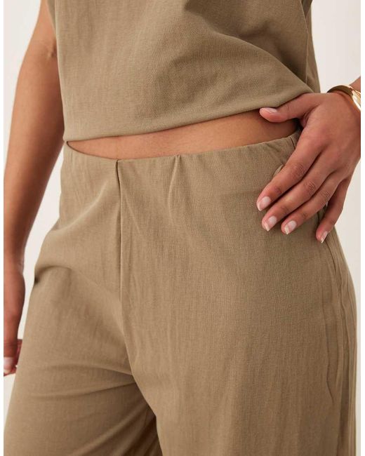 Mango Natural Linen Mix Elasticated Waist Wide Leg Trouser Co-ord