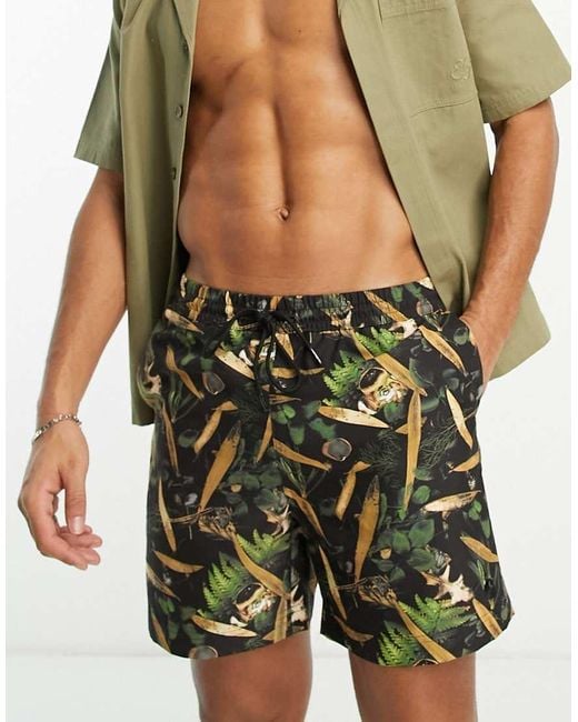 Carhartt Black Slater Print Swim Shorts for men