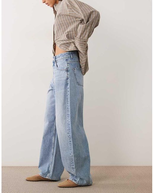 ASOS Blue High Waisted Barrel Leg Jeans