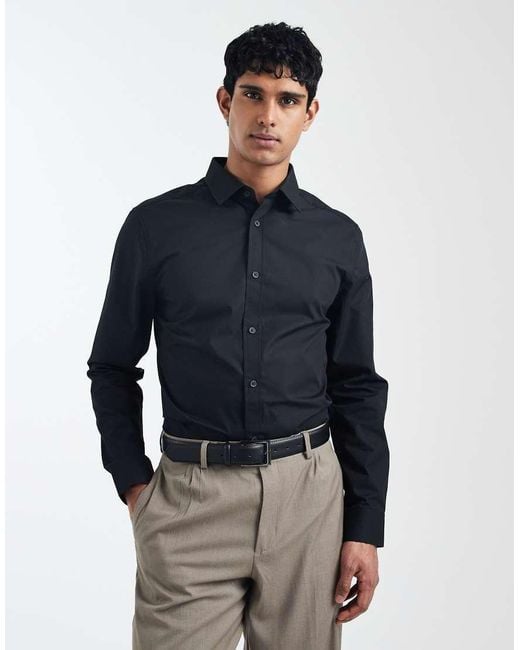 ASOS Blue Regular Fit Smart Poplin Shirt for men
