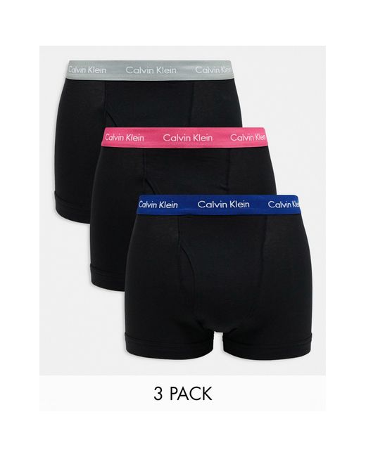 Calvin Klein Black Cotton Stretch Wicking Trunks 3 Pack for men