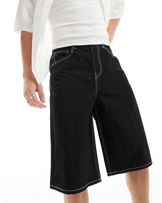 Pantalones cortos s estilo vaqueros con detalles en contraste ASOS de hombre de color Black