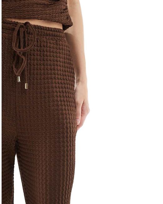 Threadbare Purple Co-ord Drawstring Textured Wide Leg Trousers