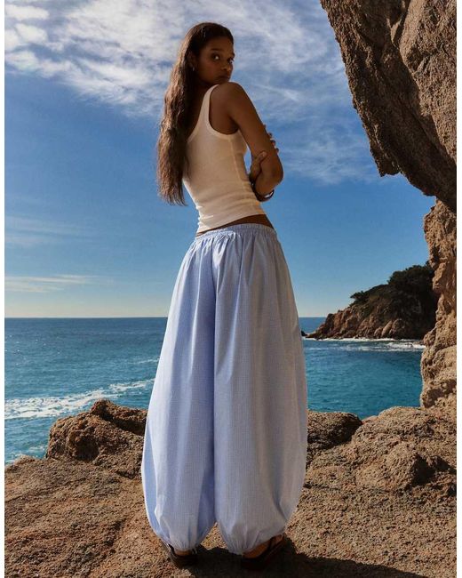 Bershka Blue Poplin Bloomer Trousers