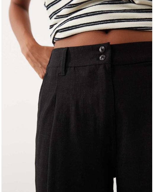 ASOS Black Asos Design Petite Wide Leg Trousers With Pleat Detail
