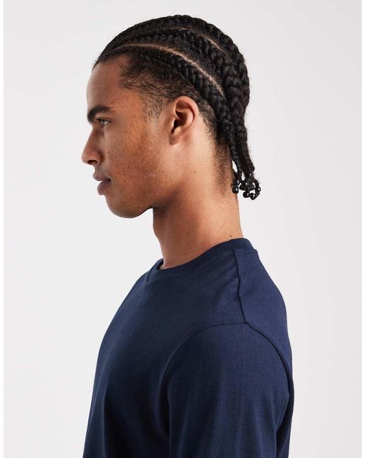 ASOS Blue Essentials 2 Pack Regular Fit Long Sleeve T-shirts for men