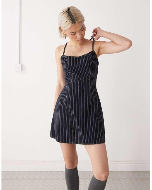 Collusion Black Denim Pinny Dress