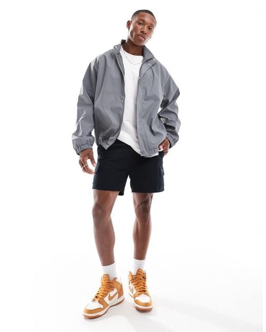 Chaqueta De Chandal Gris Carbon Extragrande Impermeable Con Acabado Engomado De ASOS de hombre de color Gris Lyst