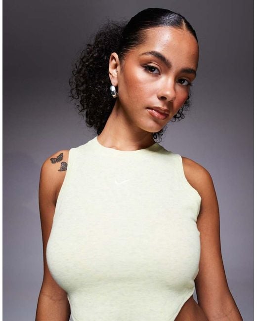 Nike Green Essential Ribbed Cropped Vest