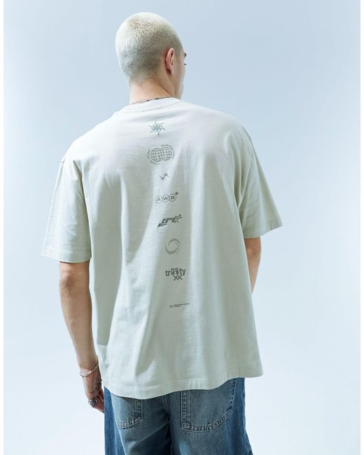 T-shirt oversize avec imprimé ical au milieu du dos - beige ASOS pour homme en coloris Green