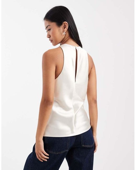 ASOS White Satin Racer Cami