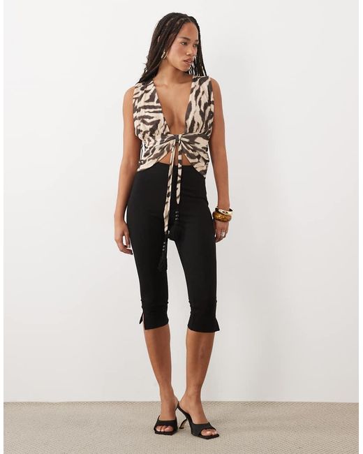 ASOS Multicolor Open Front Tie Waist Top