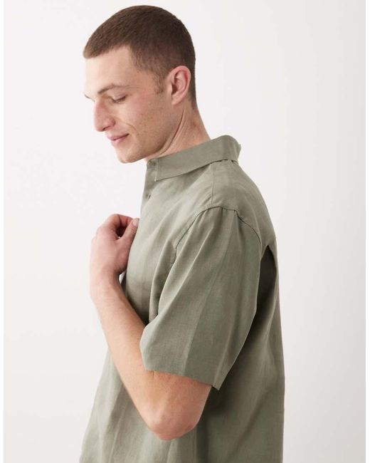 ASOS Green Co-Ord 100% Linen Relaxed Shirt for men