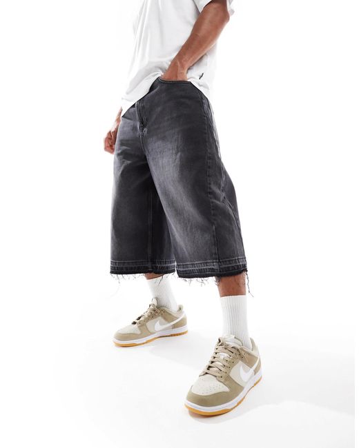 Pull&Bear White Super baggy Distressed Jorts for men