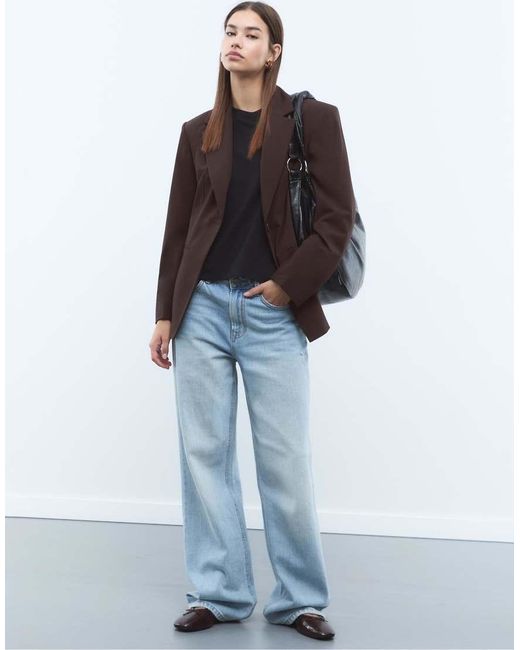 Stradivarius Black Tailored Buttoned Blazer