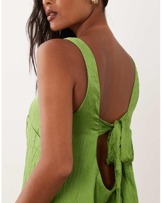 ASOS Green Asos Design Petite Shift Mini Dress With Bow Back Detail