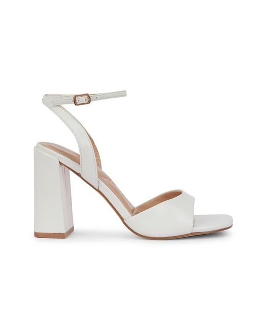 SEQWL Metallic Heeled Dress Sandals With Ankle Strap And High Block Heel