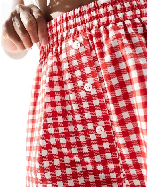 Pantalones cortos a cuadros vichy s estilo bóxer ASOS de color Red