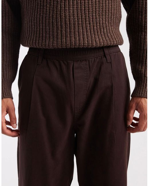 Pantalon habillé à enfiler coupe décontractée - marron ASOS pour homme en coloris Black