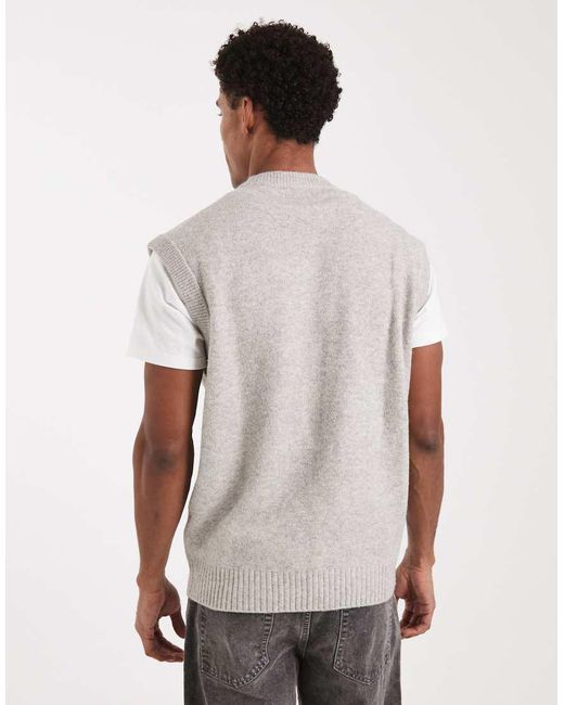 Jack & Jones Gray Fluffy Knitted Vest for men