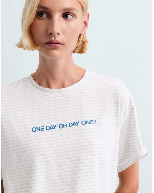 Oysho White Boxy Slogan T-Shirt